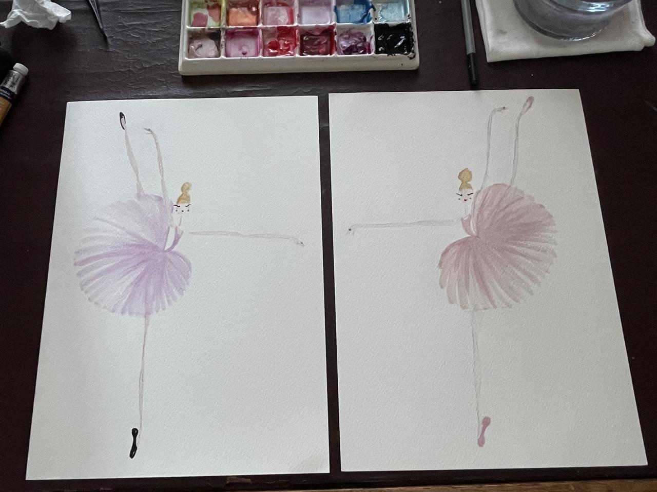 DOLLY Watercolor Ballerina Grand Battement Pink Kids Tee Kids Tee