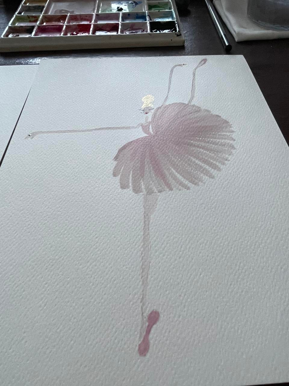 DOLLY Ballerina Grand Battement Pink Watercolor Art Print