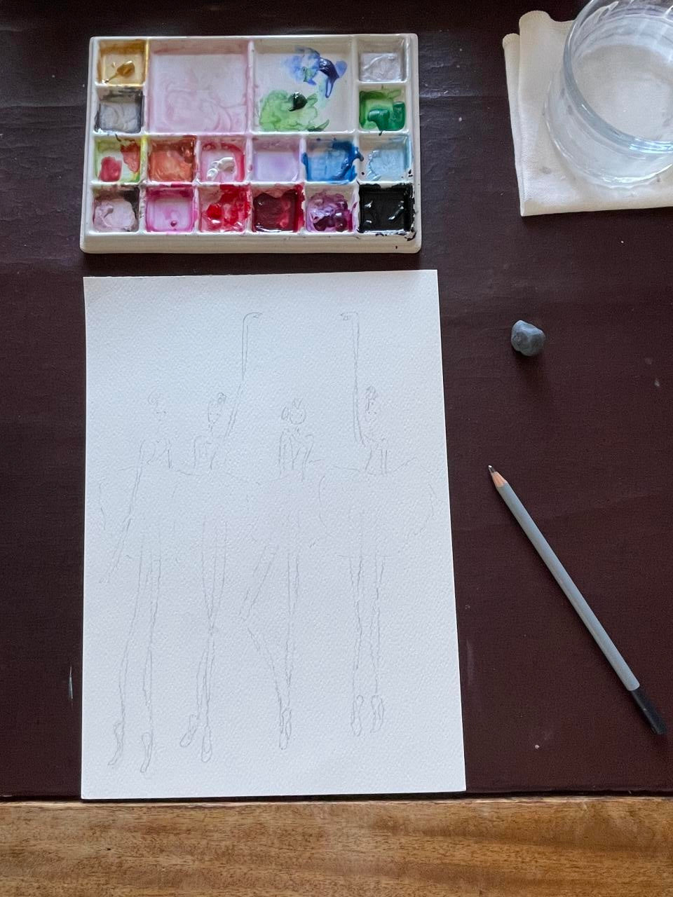 DOLLY Watercolor Girls have more fun Ballerina Art Print