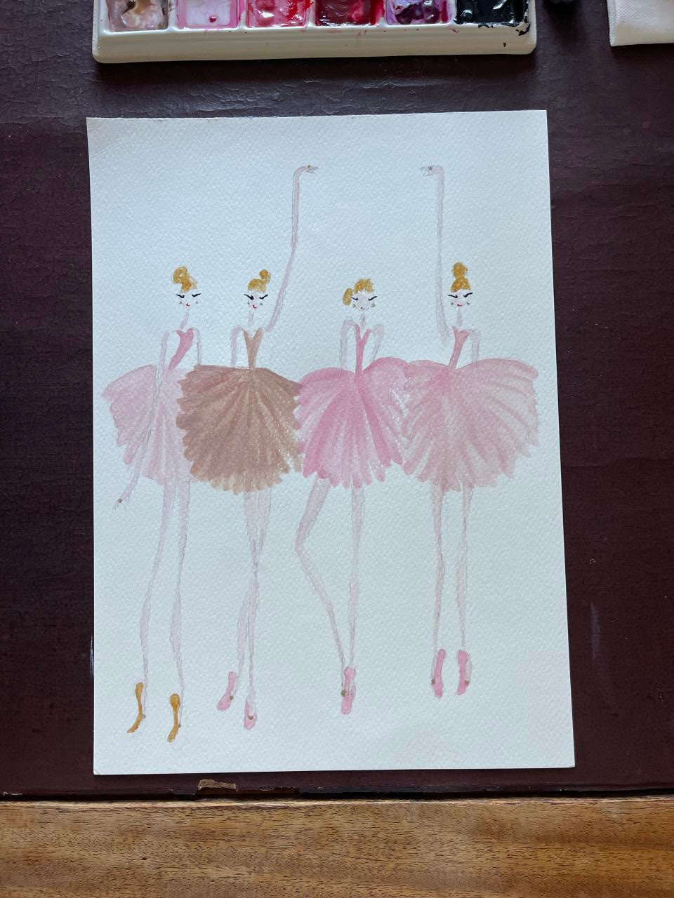 DOLLY Watercolor Girls have more fun Ballerina Art Print