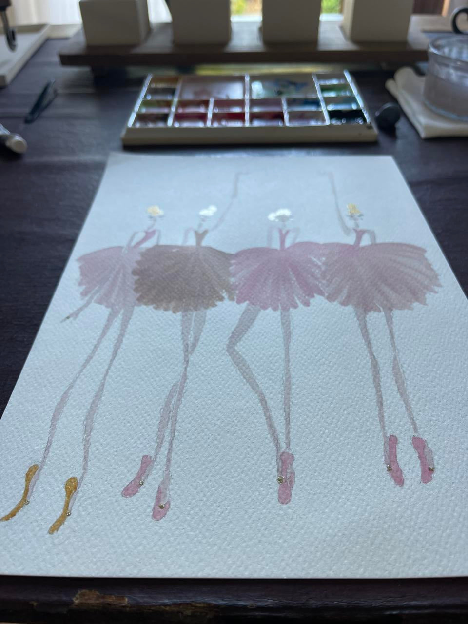 DOLLY Watercolor Girls have more fun Ballerina Art Print