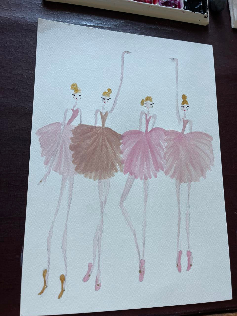 DOLLY Watercolor Girls have more fun Ballerina Art Print