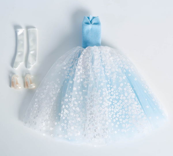 DOLLY® DOLL CLOTHES SET DIOR WITH LIGHT BLUE DRESS + GLOVES + SHOES FOR 12 inch 30 cm 1/6 scale fashion dolls
