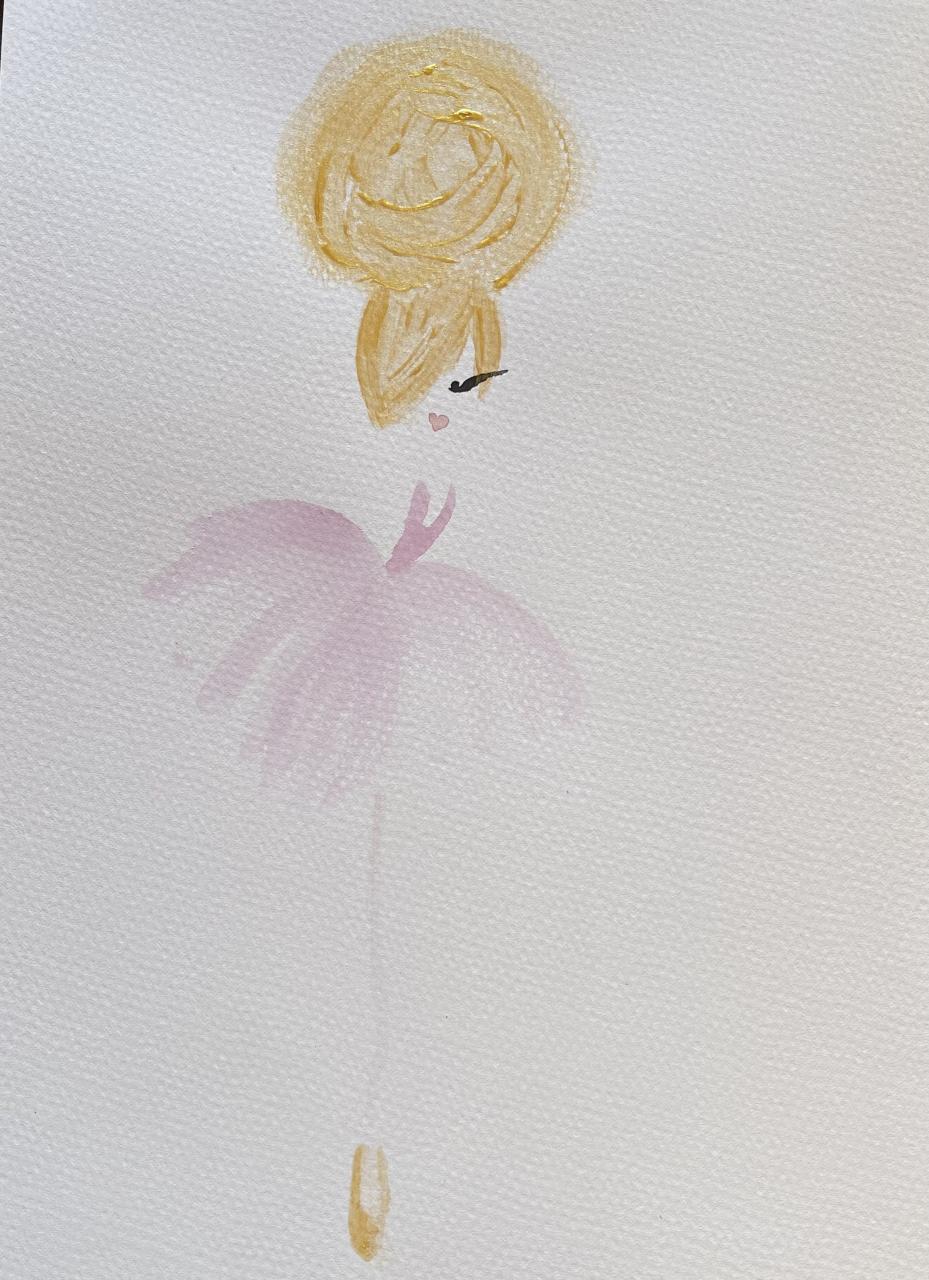 DOLLY Sunny Pink Watercolor Art Work on Matte Paper Framed Poster