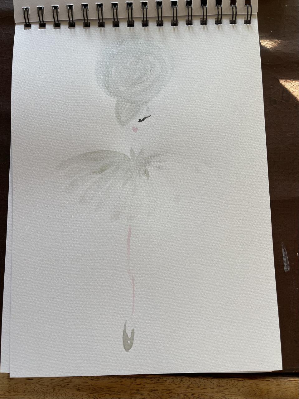 DOLLY Sunny Silver Watercolor Art Work on Matte Paper Framed Poster With Mat