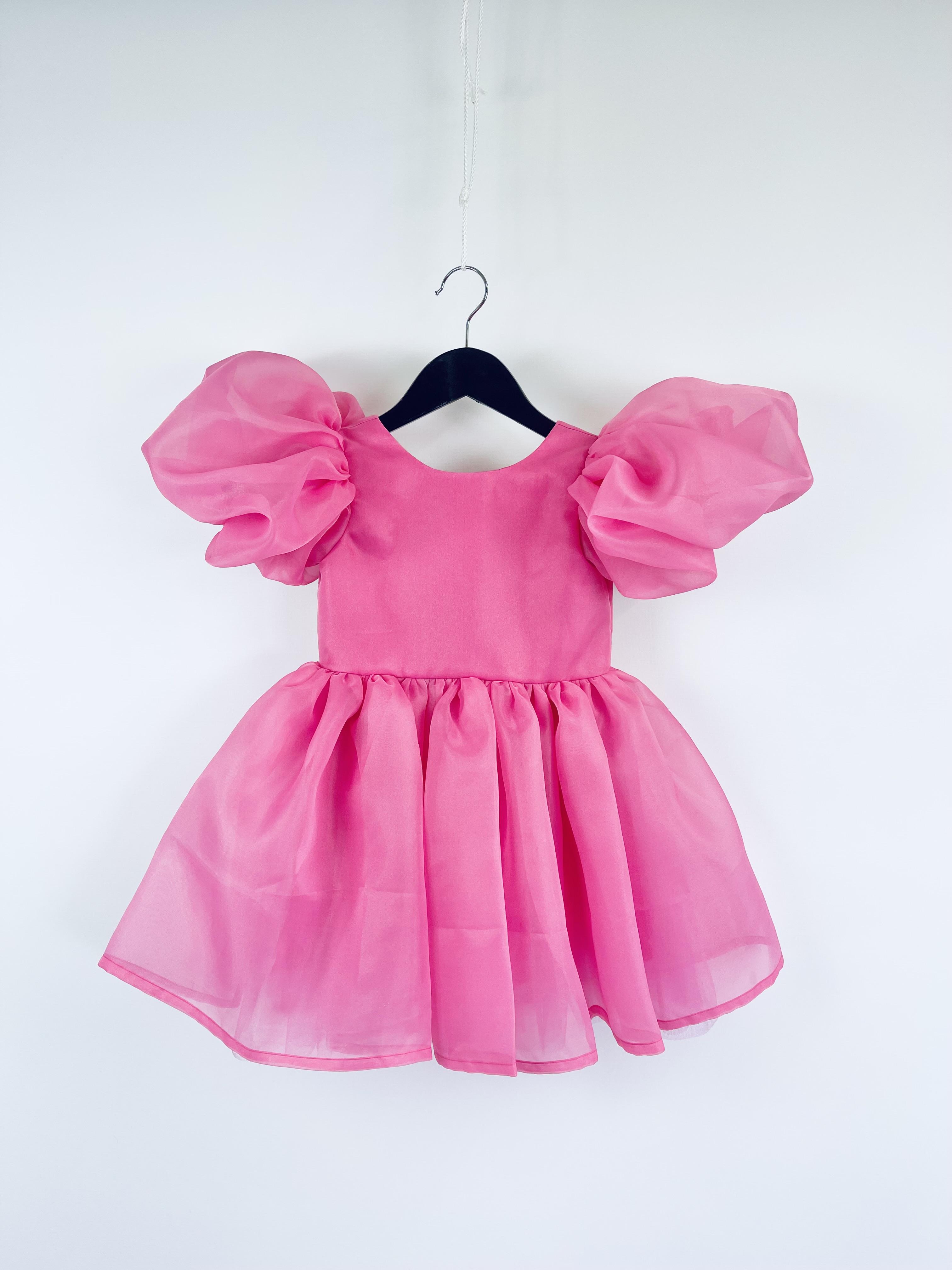DOLLY PINK PLEASE! V-BACK PUFF SLEEVE ORGANZA TUTU DRESS Aurora Bubblegum pink