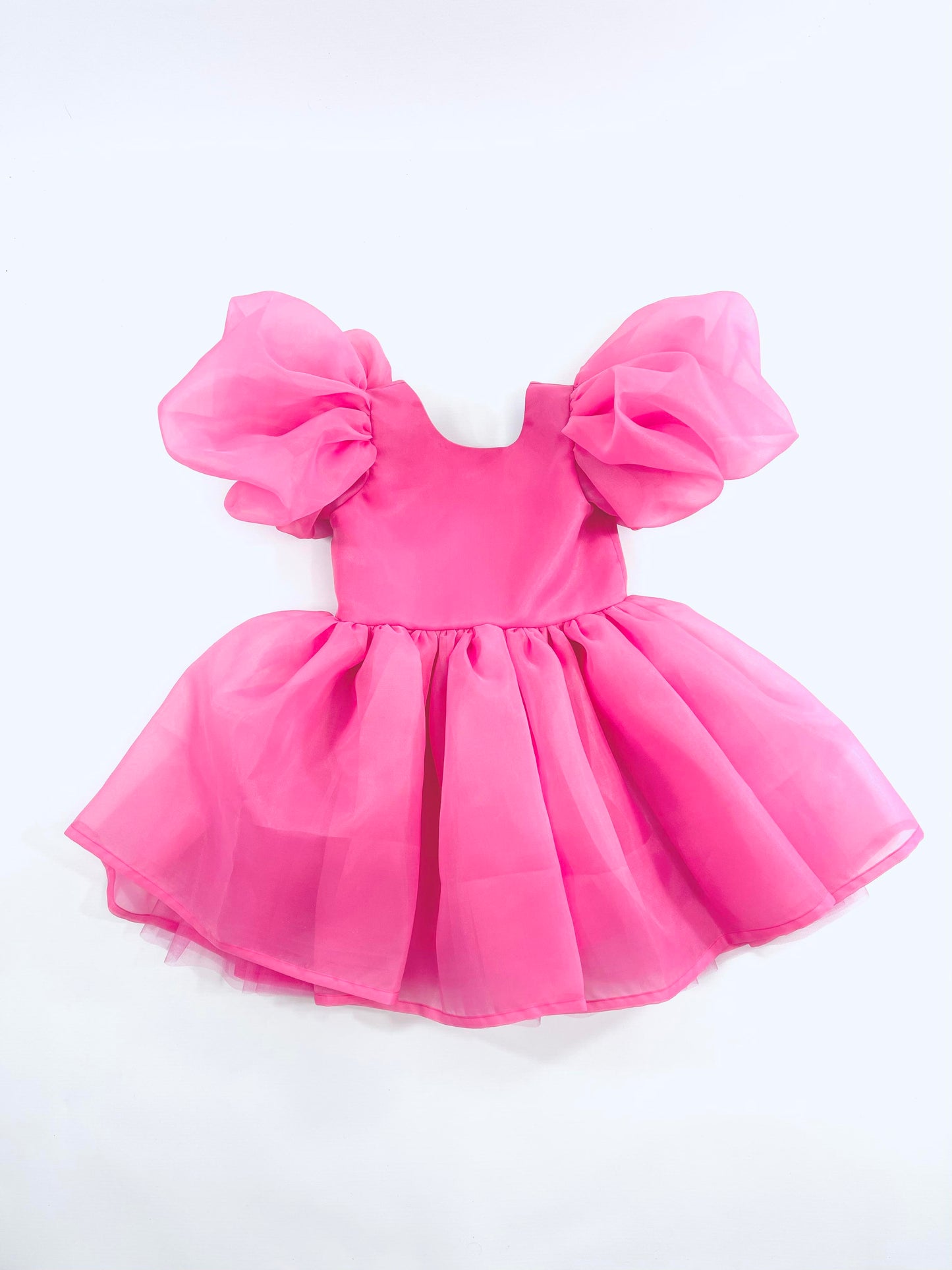 DOLLY PINK PLEASE! V-BACK PUFF SLEEVE ORGANZA TUTU DRESS Aurora Bubblegum pink