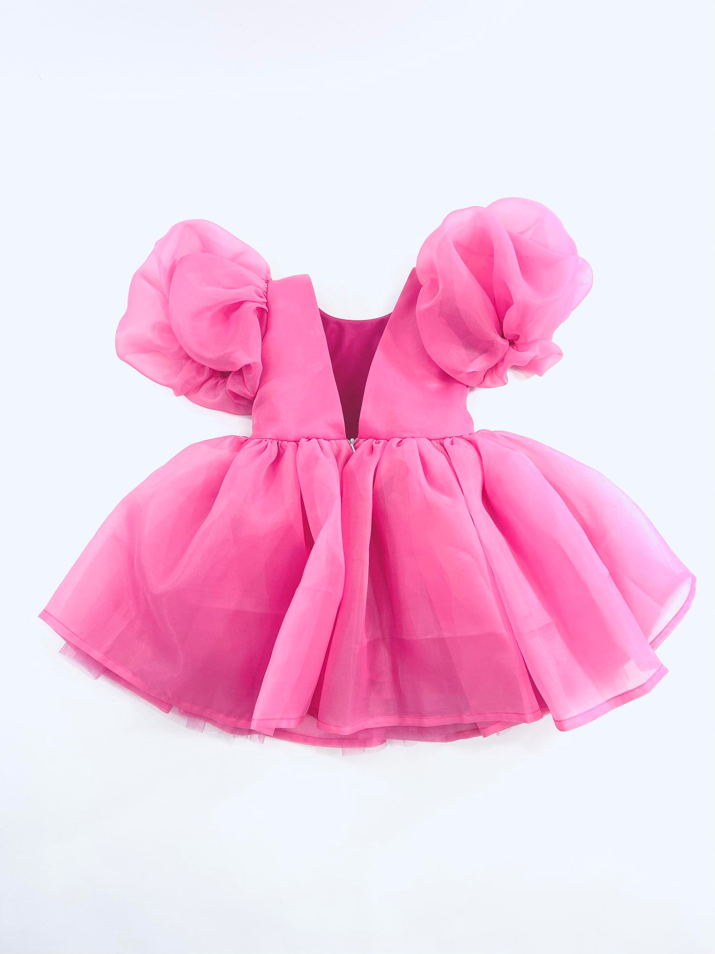 DOLLY PINK PLEASE! V-BACK PUFF SLEEVE ORGANZA TUTU DRESS Aurora Bubblegum pink