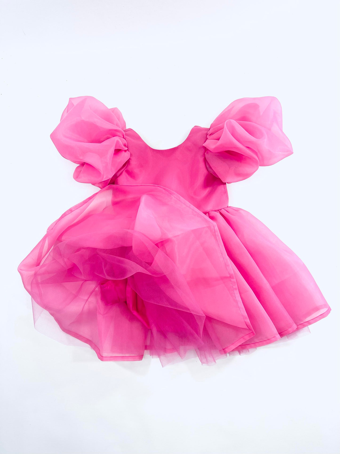 DOLLY PINK PLEASE! V-BACK PUFF SLEEVE ORGANZA TUTU DRESS Aurora Bubblegum pink