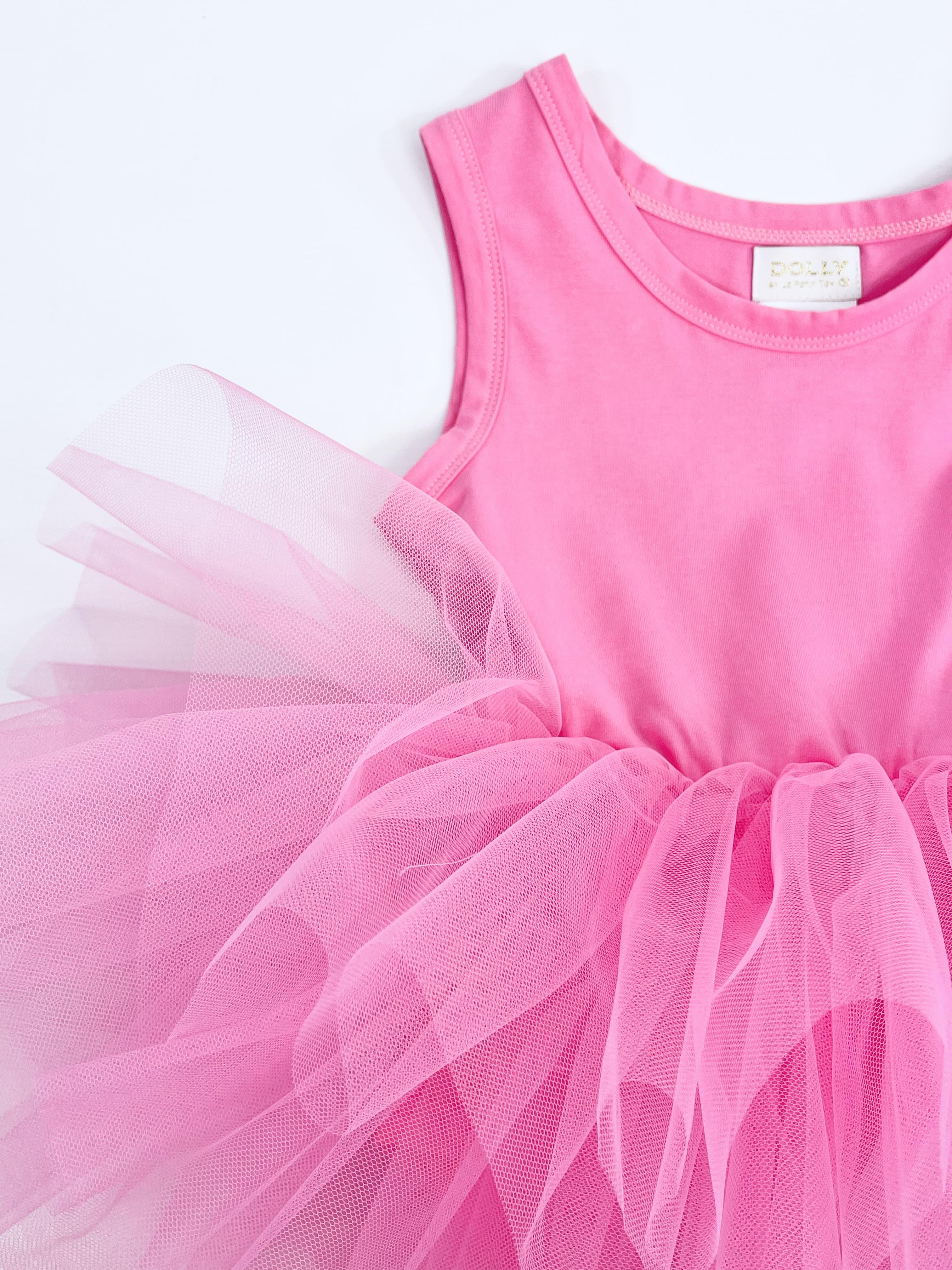 DOLLY PINK PLEASE! TIMELESS COTTON TUTU DRESS Aurora Bubblegum pink