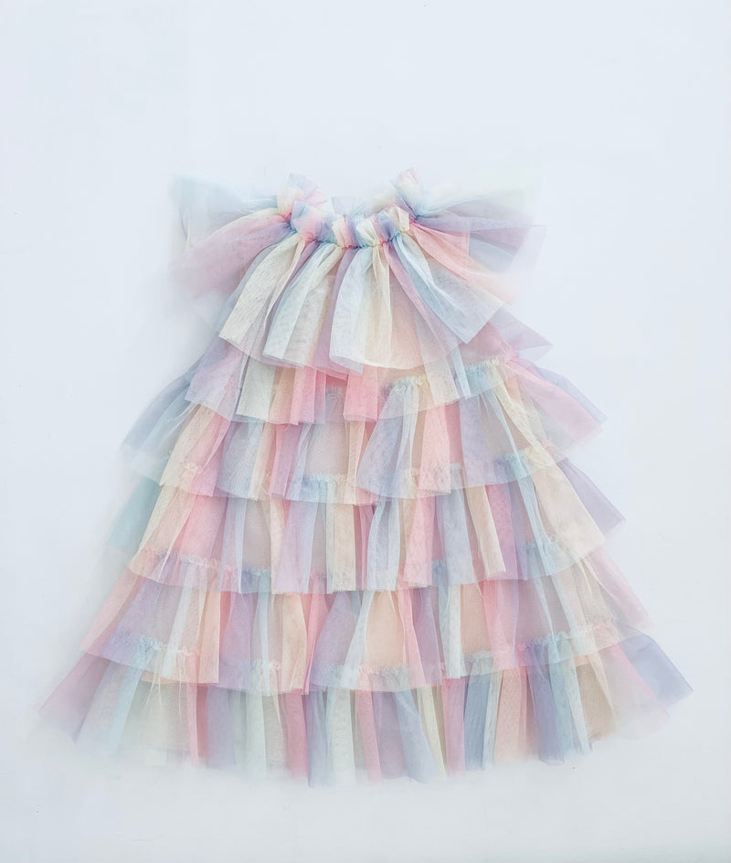 DOLLY® UNICORN RAINBOW PASTELS 🦄 🌈 TUTULLY TIERED TUTU DRESS rainbow