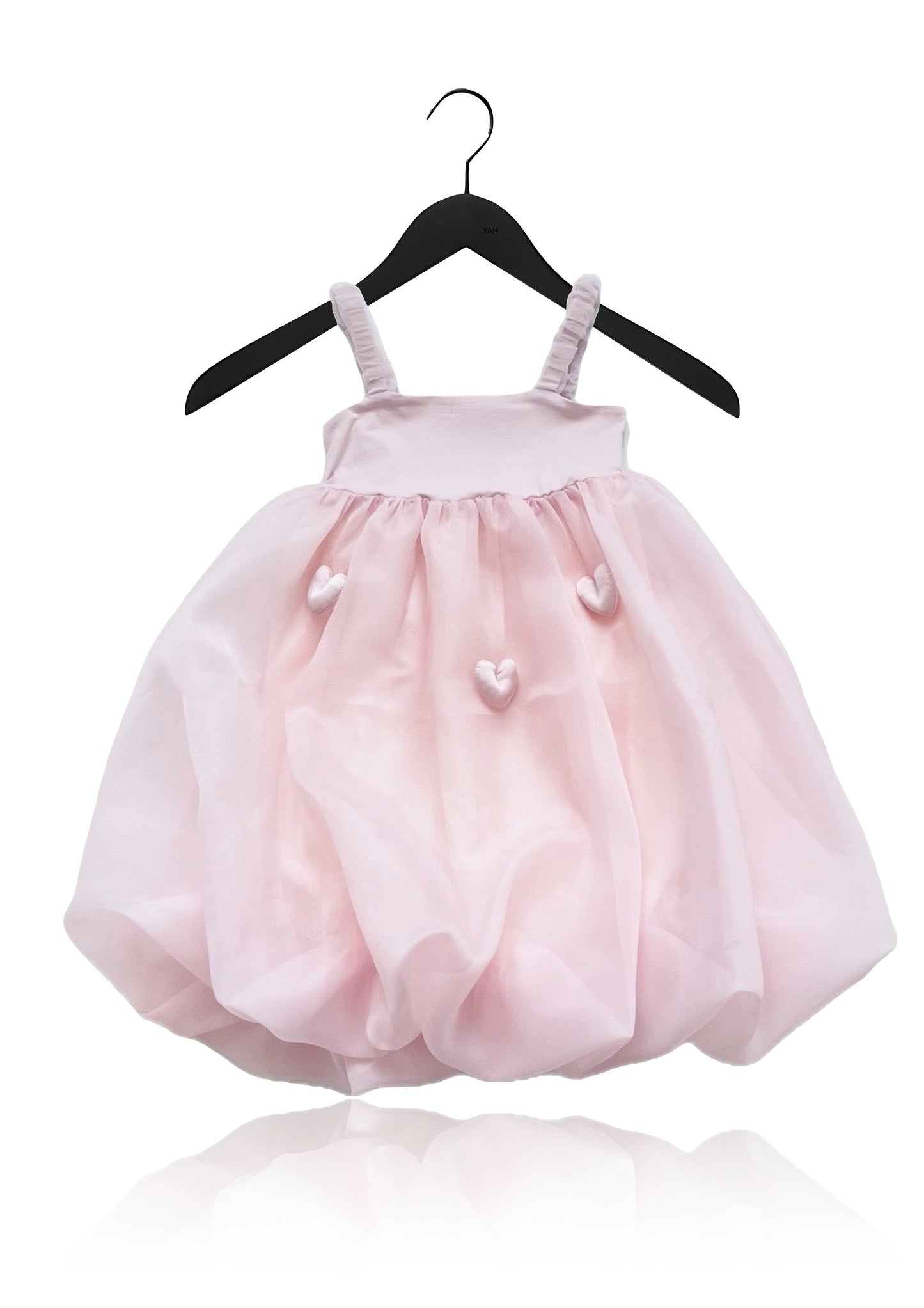 DOLLY WORLD HEART BALLOON ORGANZA DRESS WITH COTTON BODY dollypink