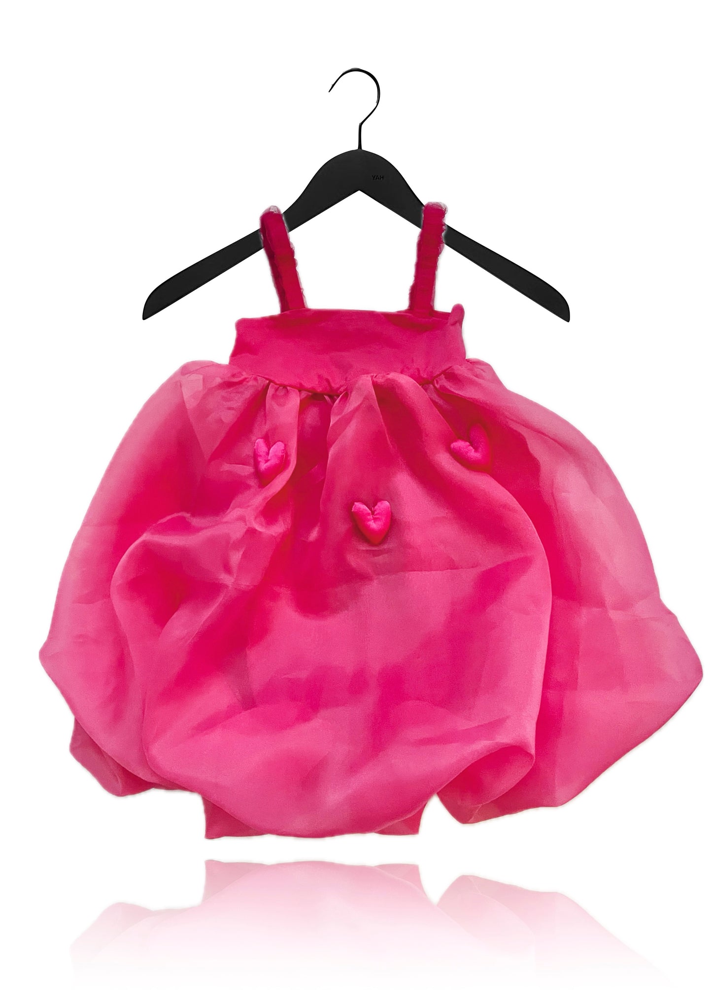 DOLLY WORLD HEART BALLOON ORGANZA DRESS WITH COTTON BODY barbiepink