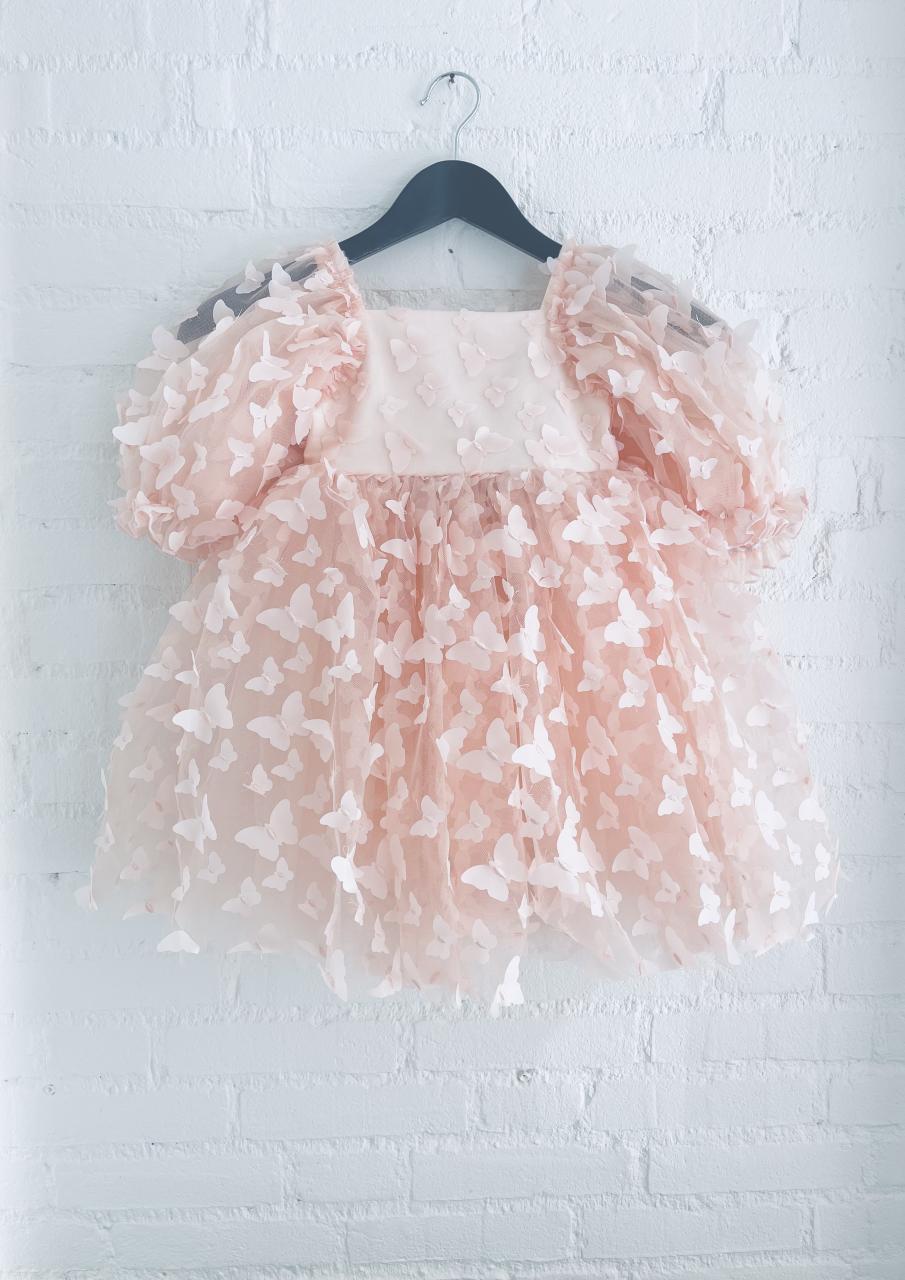 DOLLY by Le Petit Tom ® ALLOVER BUTTERFLIES BABYDOLL DRESS dollypink