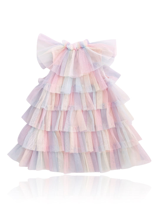 DOLLY® UNICORN RAINBOW PASTELS 🦄 🌈 TUTULLY TIERED TUTU DRESS rainbow