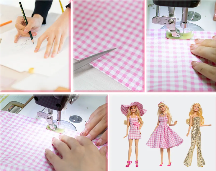 DOLLY® DOLL BARBIE CLOTHES SET BARBIE MOVIE MARGOT ROBBIE GOLD JUMPSUIT + SHOES  FOR 12 inch 30 cm 1/6 scale fashion dolls