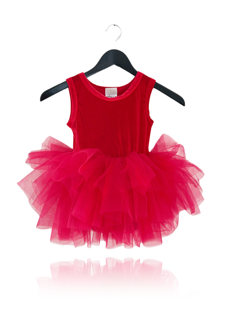 DOLLY TIMELESS VELVET TUTU DRESS red