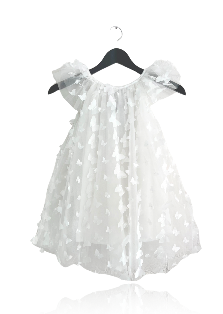 DOLLY ALLOVER BUTTERFLIES FAIRY TUTU DRESS white