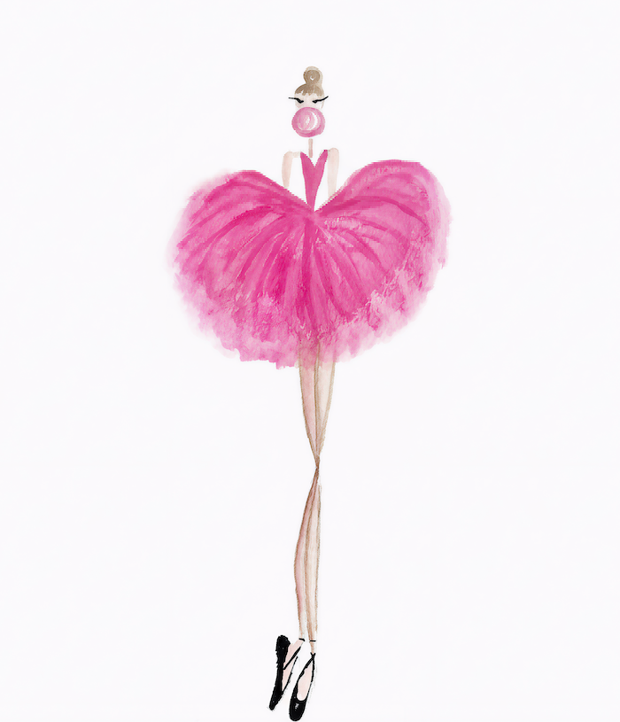 DOLLY Bubblegum Ballerina Watercolor Art Print
