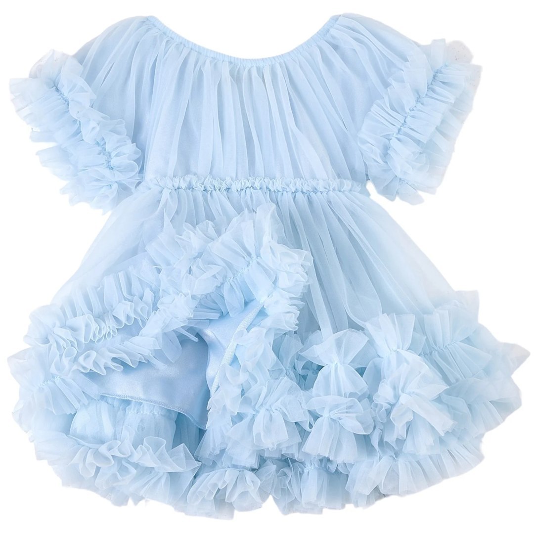 VESTIDO CON VOLANTES DOLLY by Le Petit Tom ® azul claro