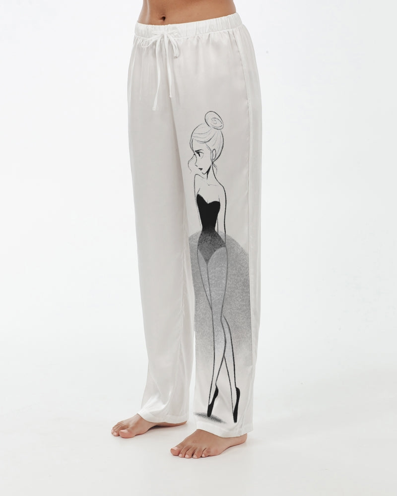 DOLLY® Doodling Ballerina Women's Satin Pajama Pants