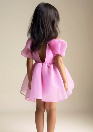 DOLLY V-BACK PUFF SLEEVE ORGANZA TUTU DRESS lavender main image 1