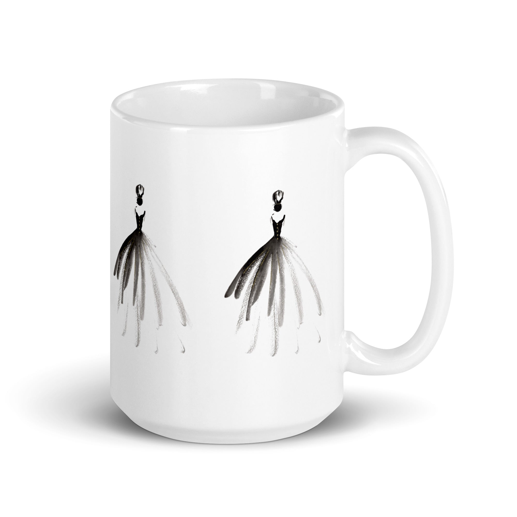 DOLLY Watercolor Fashion Ballerina with the black dress mug