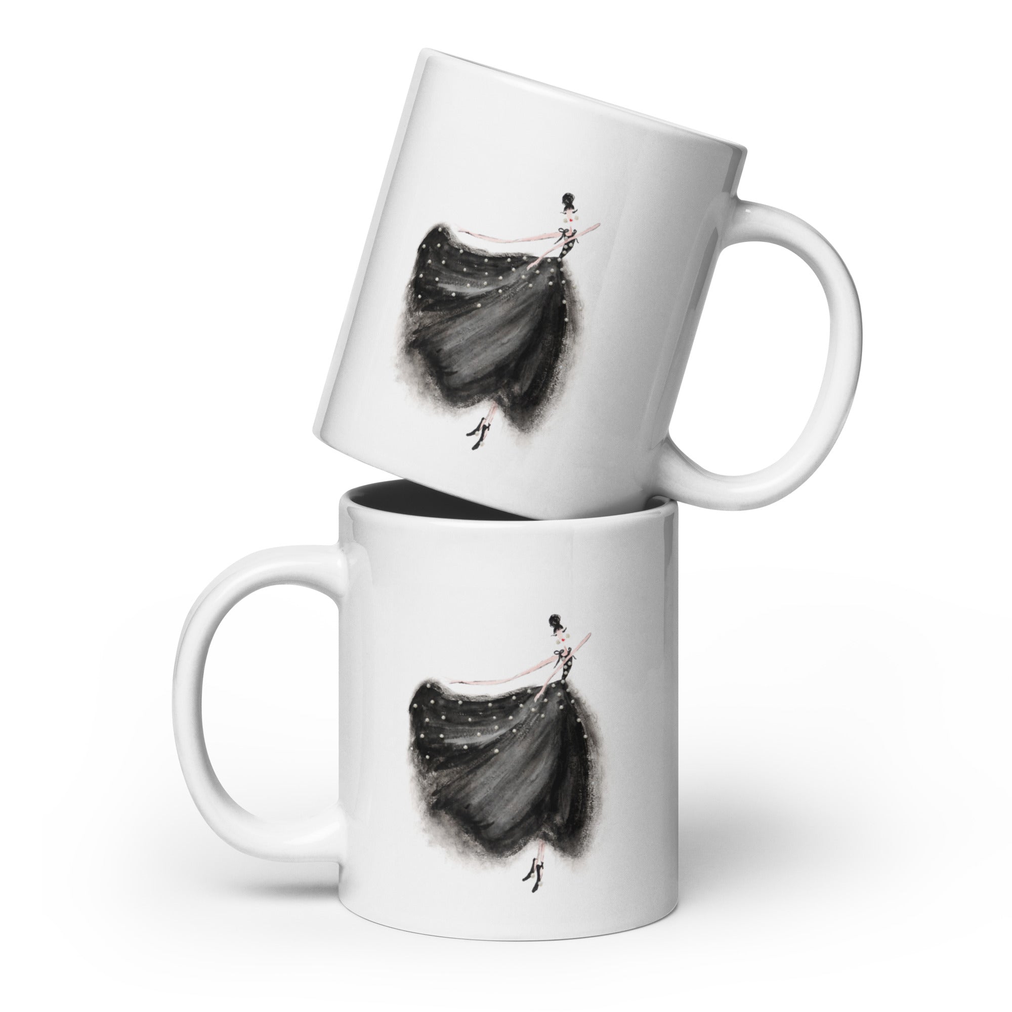 DOLLY Watercolor Black Pearl Ballerina mug