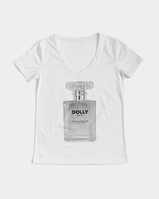 DOLLY WHITE PERFUME BOTTLE Women's V-Neck Tee