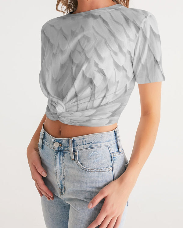 DOLLY SWAN LAKE BALLET THE WHITE SWAN Women's Twist-Front Cropped Tee
