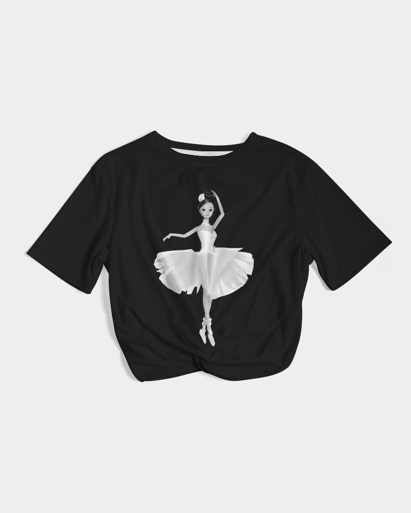 DOLLY® BALLERINA DOLL WHITE Women's Twist-Front Cropped Tee