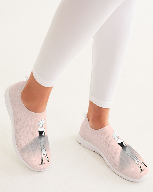 DOLLY DOODLING Ballerina Ballet Blush Pink Women's Slip-On Flyknit Shoe