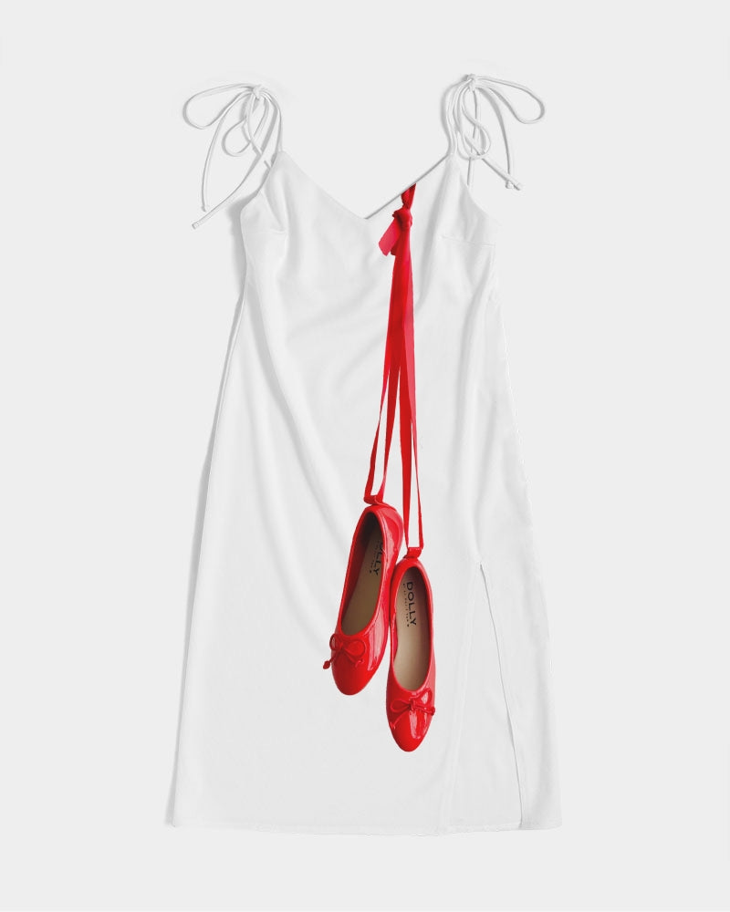 DOLLY RED BALLERINAS Women's Tie Strap Split Dress white