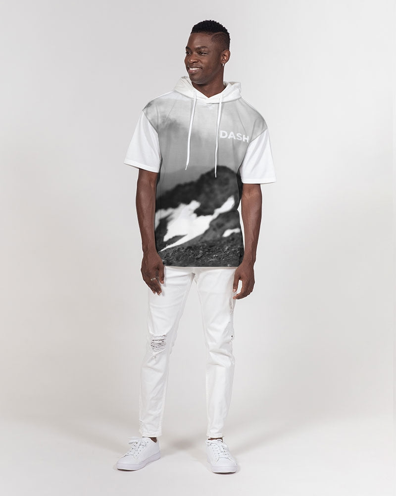 DASH TOPS Sudadera con capucha de manga corta de peso pesado premium para hombre