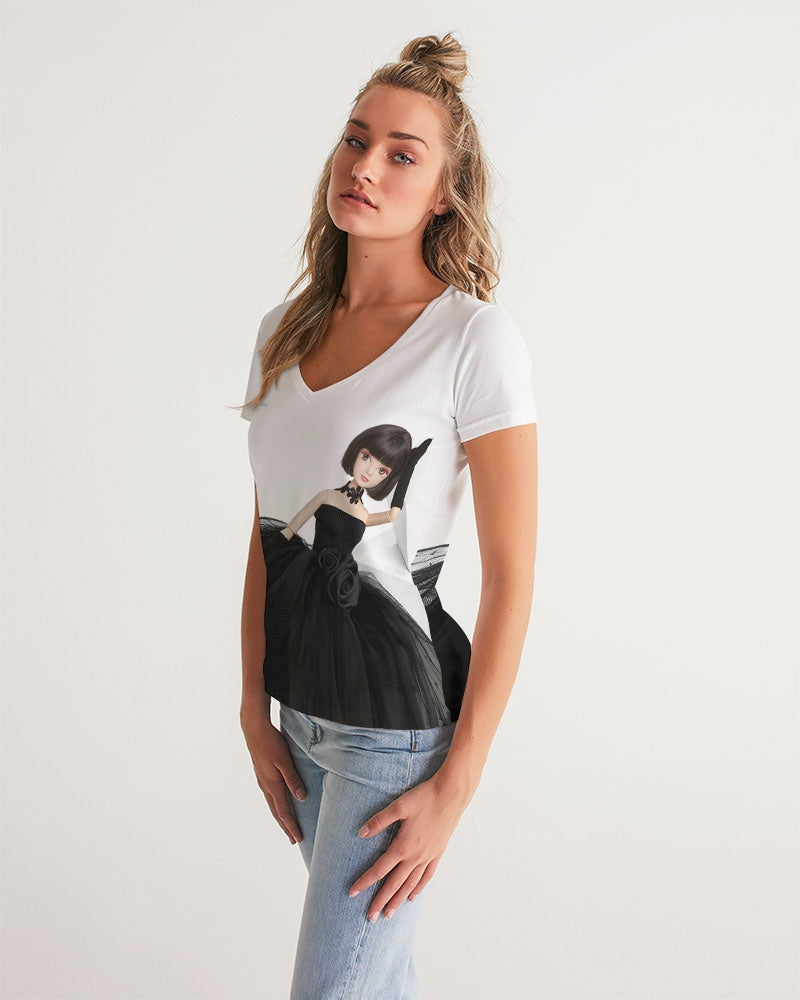 DOLLY® Fashion Doll Little Black Dress Women's V-Neck Tee