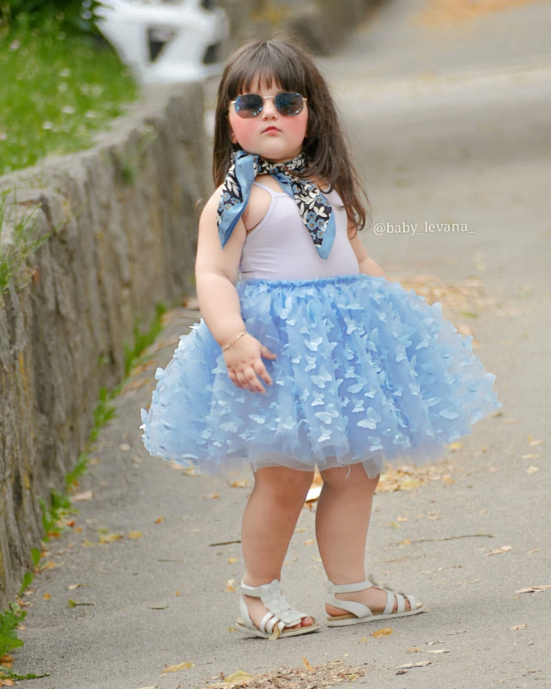 DOLLY by Le Petit Tom ® ALLOVER BUTTERFLIES TUTU SKIRT light blue