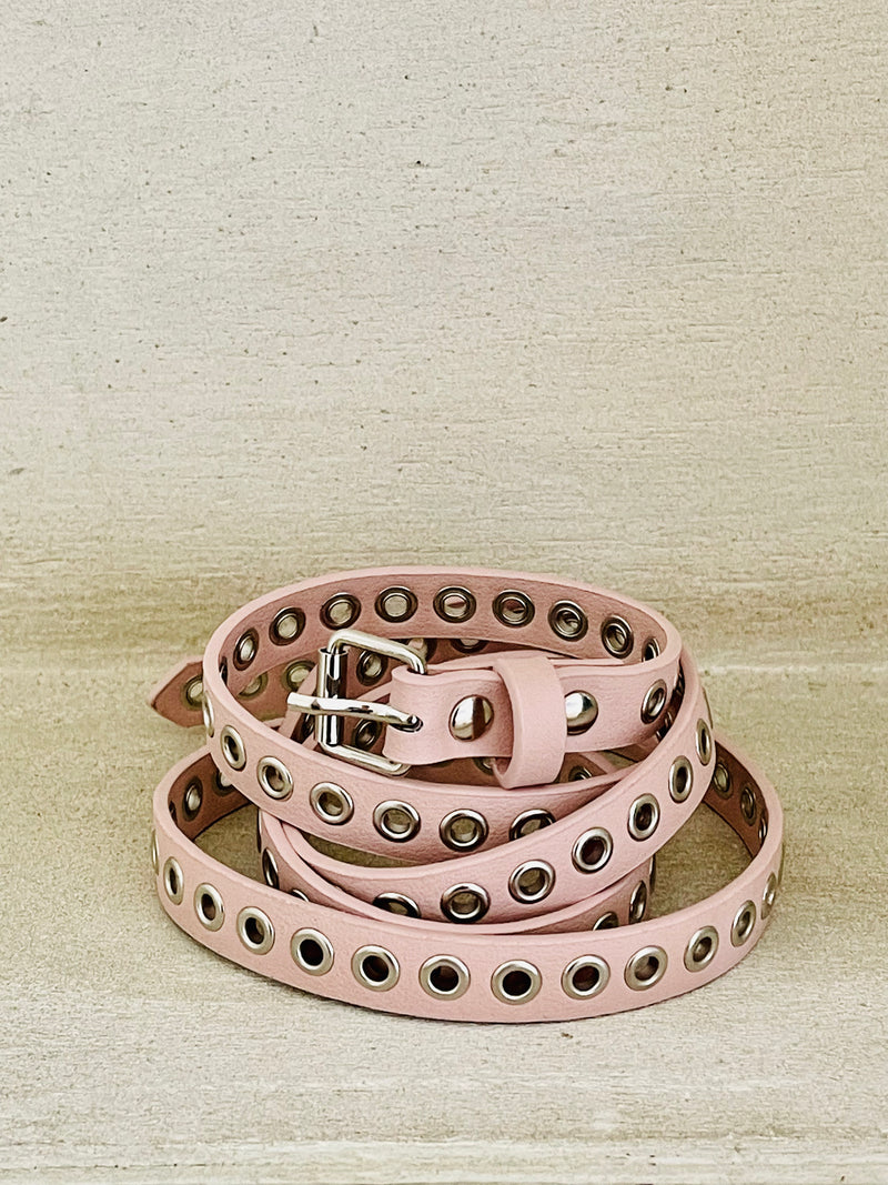 DOLLY BUCKLE BELT BALLERINAS WITH RIBBONS ( Including FREE Buckle Waist Belt!) pink