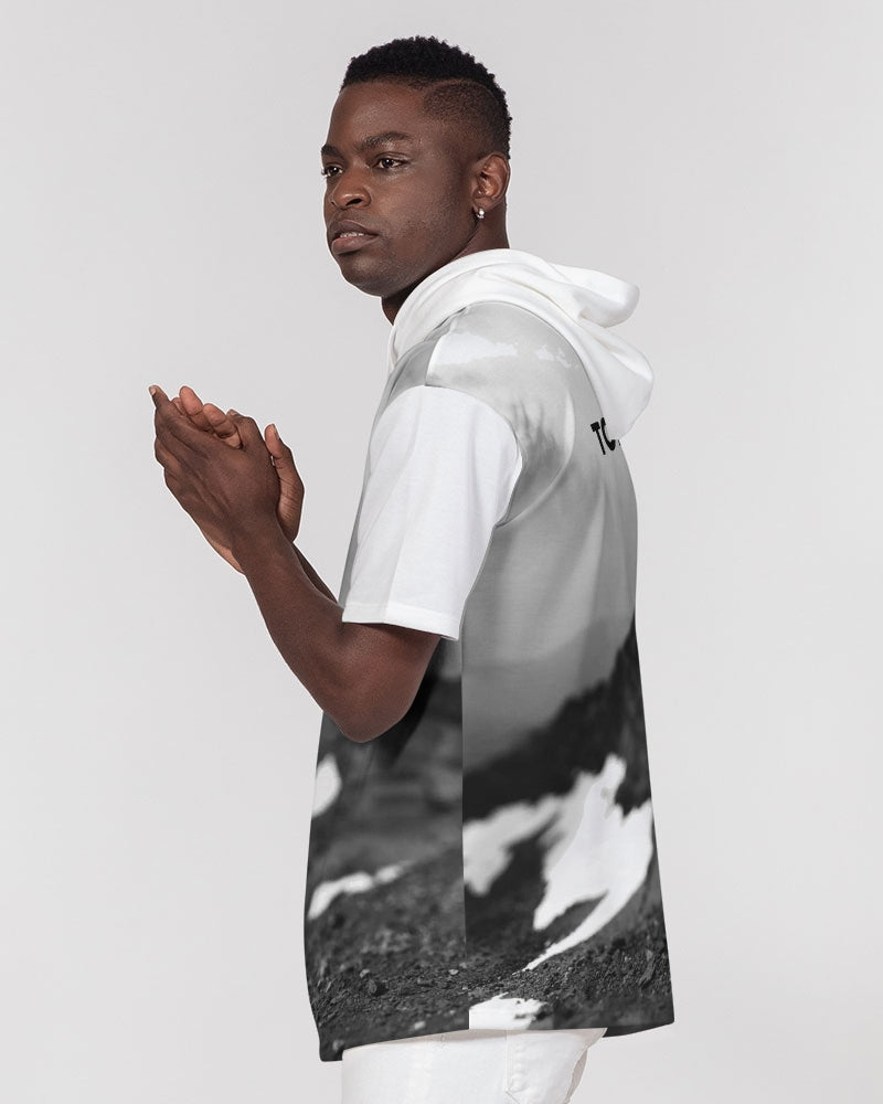 DASH TOPS Sudadera con capucha de manga corta de peso pesado premium para hombre