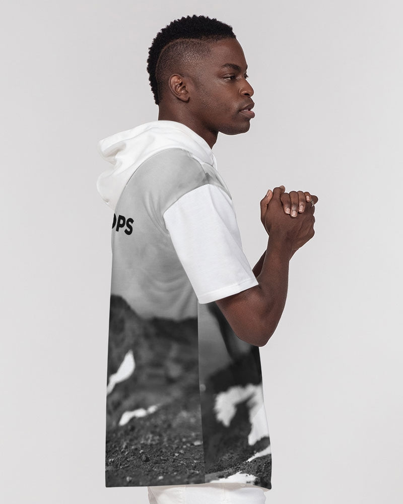 DASH TOPS Sudadera con capucha de manga corta de peso pesado premium para hombre