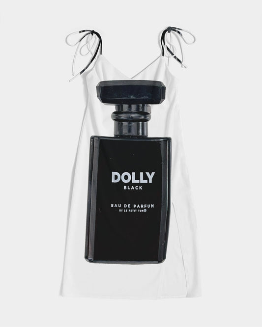 DOLLY BLACK PERFUME BOTTLE Women's Tie Strap Split Dress white