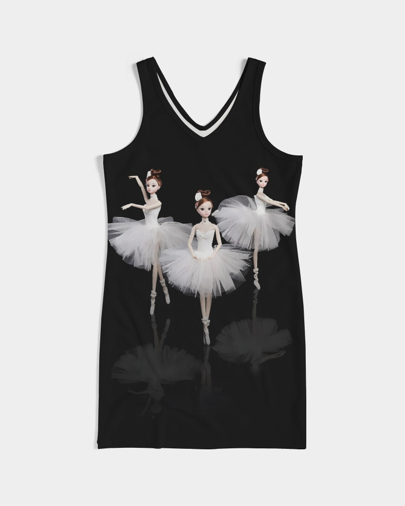 DOLLY ® Ballerina Dolls White Women's Rib Knit V Neck Mini Dress