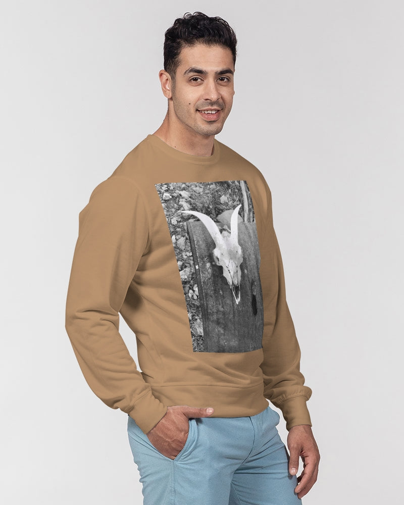 DASH CAPRICORN SKULL BROWN Men's Classic French Terry Crewneck Pullover