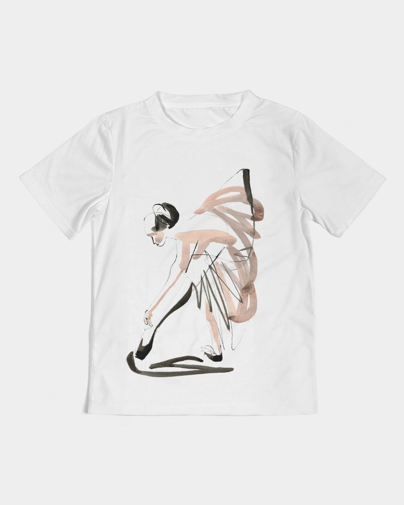 Camiseta para niños DOLLY X MarkbyMark Acuarela y tinta Bailarina poniéndose zapatos de punta