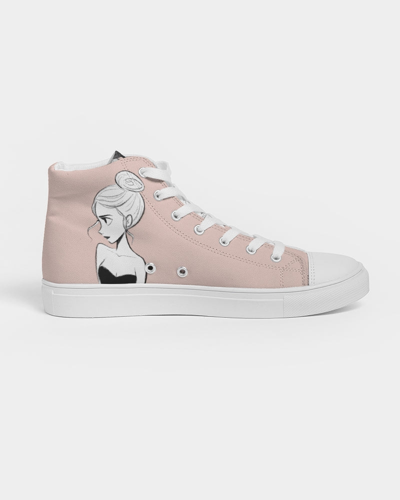 DOLLY DOODLING Ballerina Ballet Blush Pink Women's Hightop Canvas Shoe