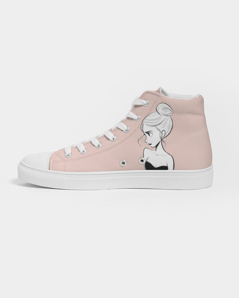 DOLLY DOODLING Ballerina Ballet Blush Pink Women's Hightop Canvas Shoe