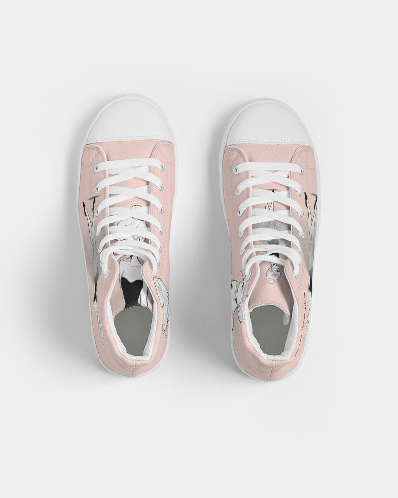 DOLLY DOODLING Ballerina Ballet Blush Pink Women's Hightop Canvas Shoe