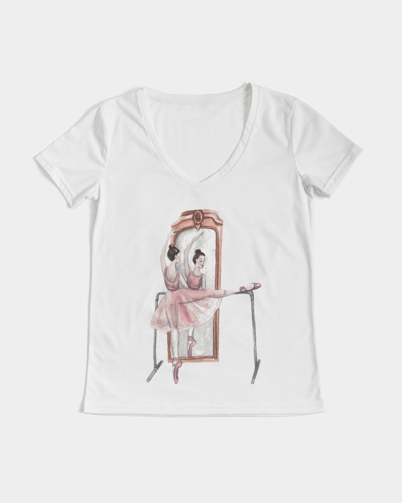 DOLLY X MARKBYMARK Watercolor Ballerina Barre  Women's V-Neck Tee