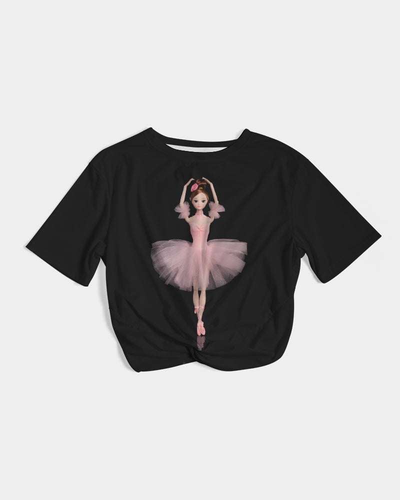 DOLLY ® Ballerina Doll Pink Women's Twist-Front Cropped Tee