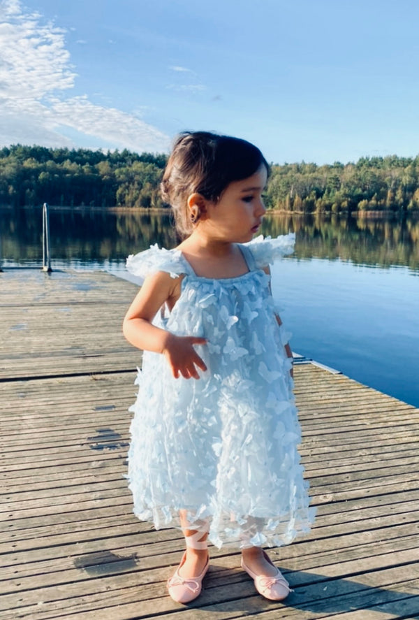 VESTIDO DE TUTÚ CON MARIPOSAS DOLLY by Le Petit Tom ® azul claro