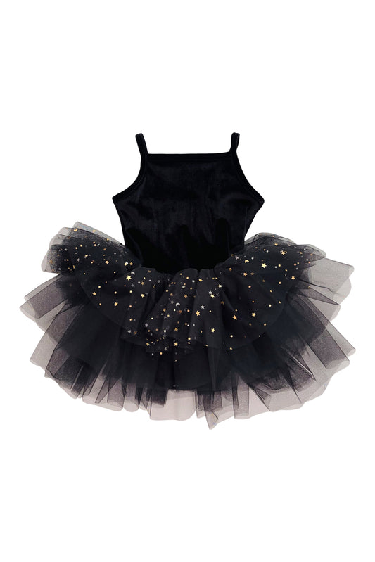 DOLLY® VELVET LEOTARD ROMPER TUTU DRESS STARS & MOON ⭐️ 🌙 TULLE black